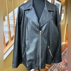 Chico’s Black Faux Leather Moto Jacket